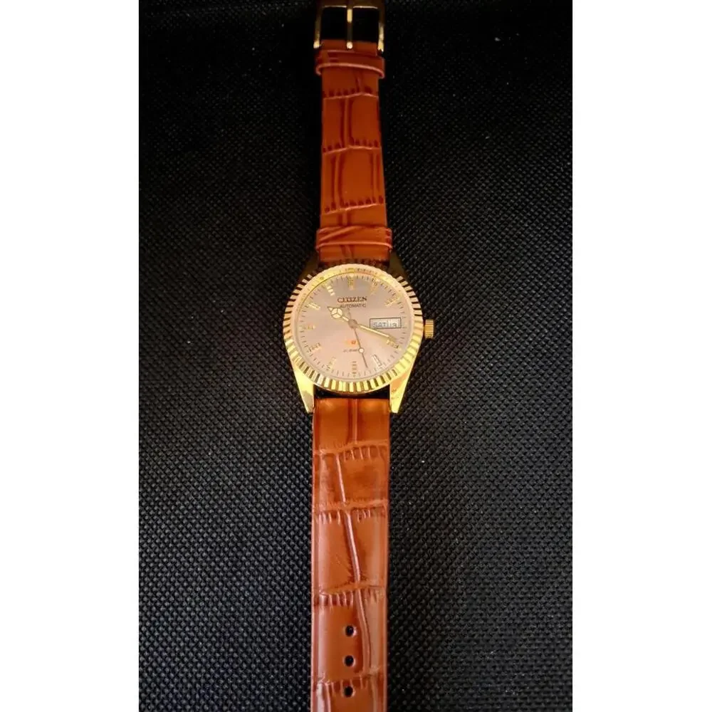 Vintage Men's Automatic Citizen Eagle 7 Leather Watch RARE